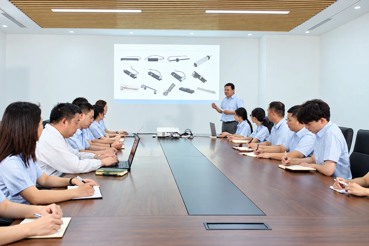 Cooka team reviewing components with participants on both sides of the meeting table
