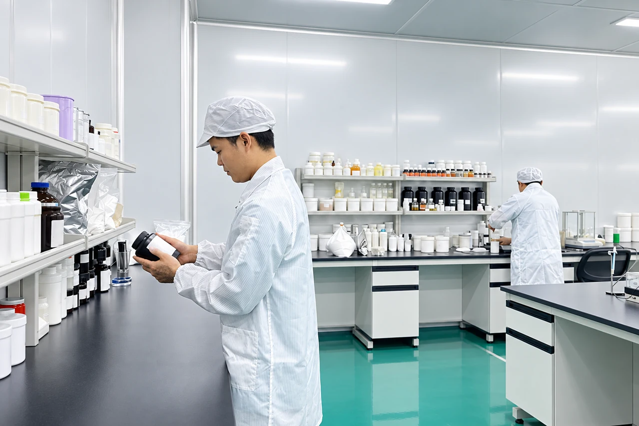 Technicians working in the carbon-film materials laboratory